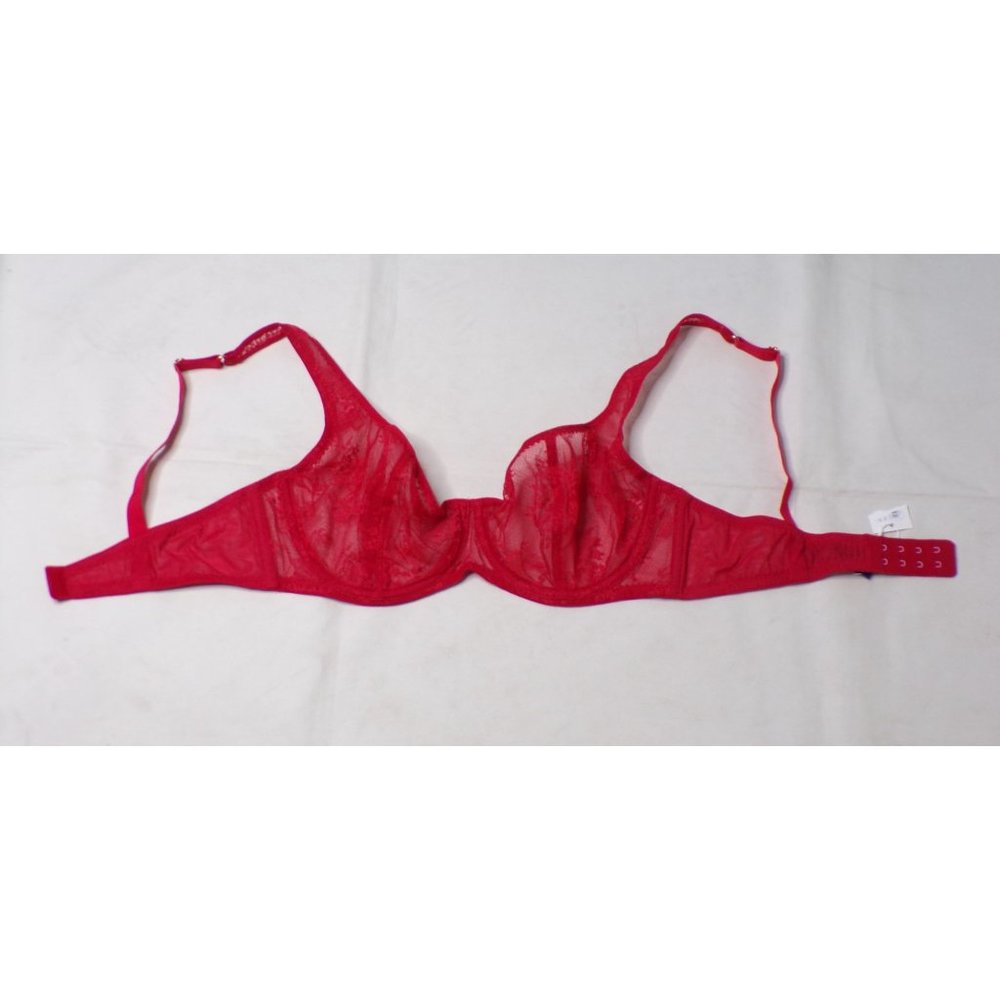 JOURNELLE Romy Demi Sheer Lace Underwire Bra Red 36D NEW - Picture 6 of 10